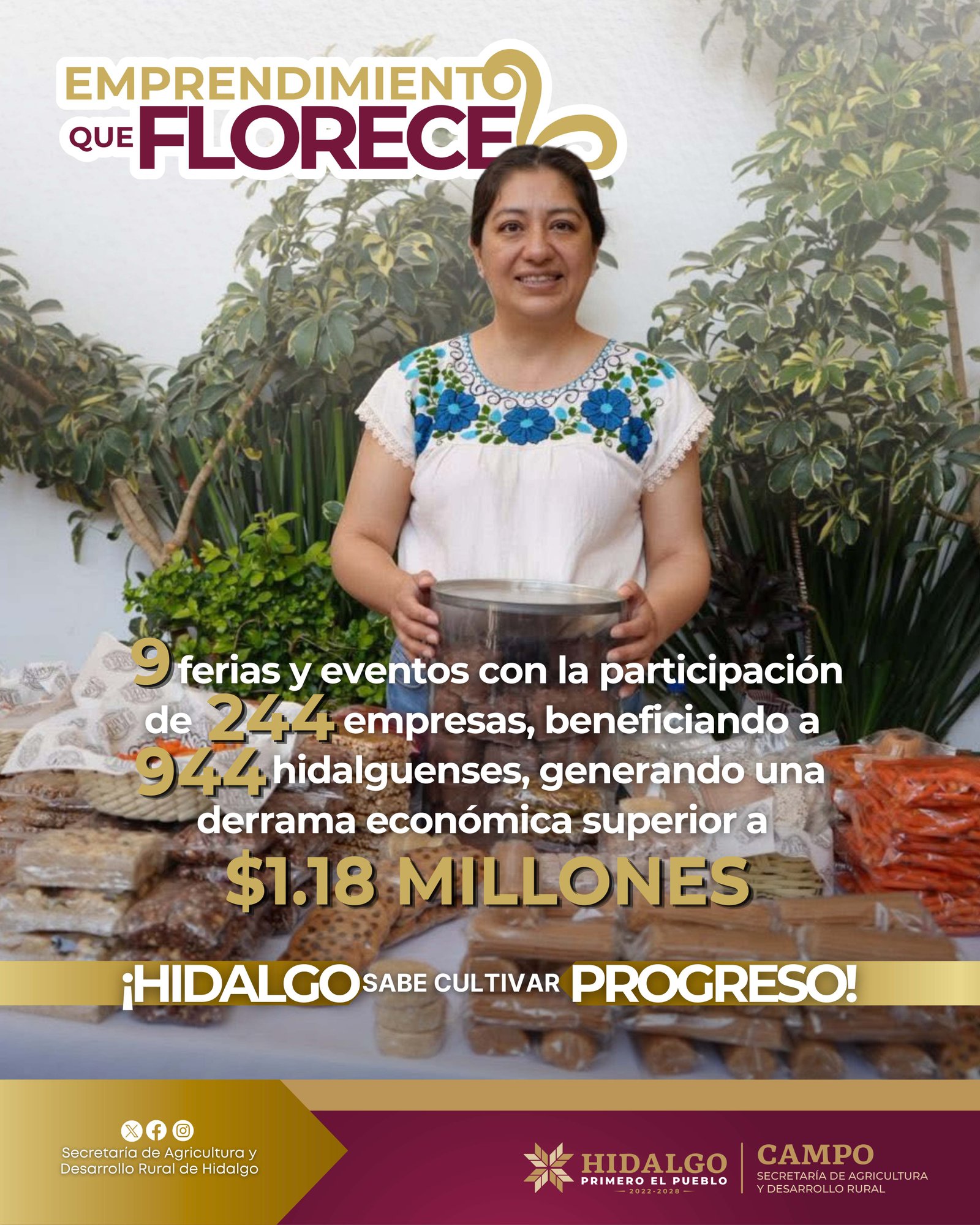 Emprendimiento que florece. Secretaría de Agricultura y Desarrollo Rural. Hidalgo sabe cultivar progreso